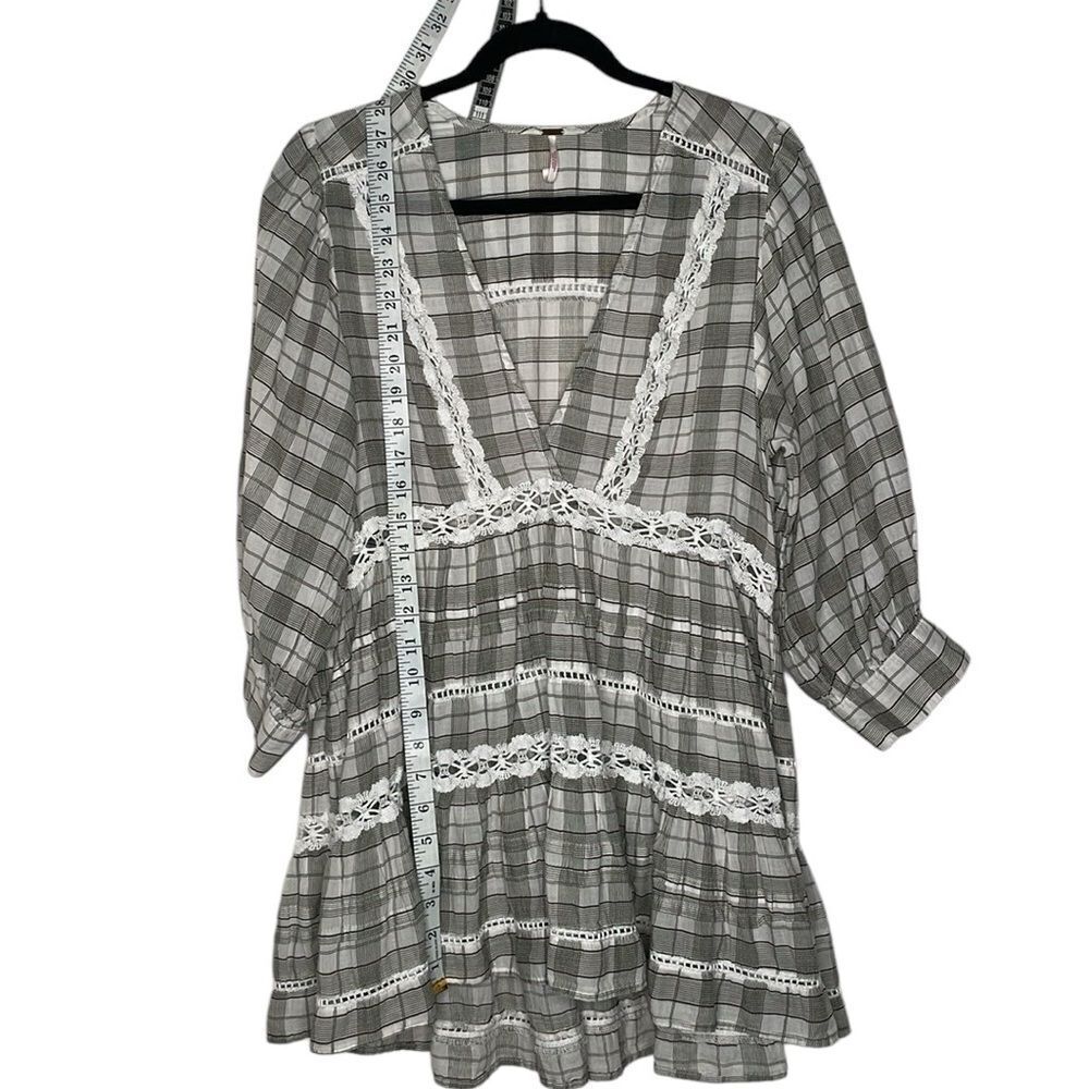 Free People Time Out Oversized Plaid Lace Tunic - Picture 6 of 11